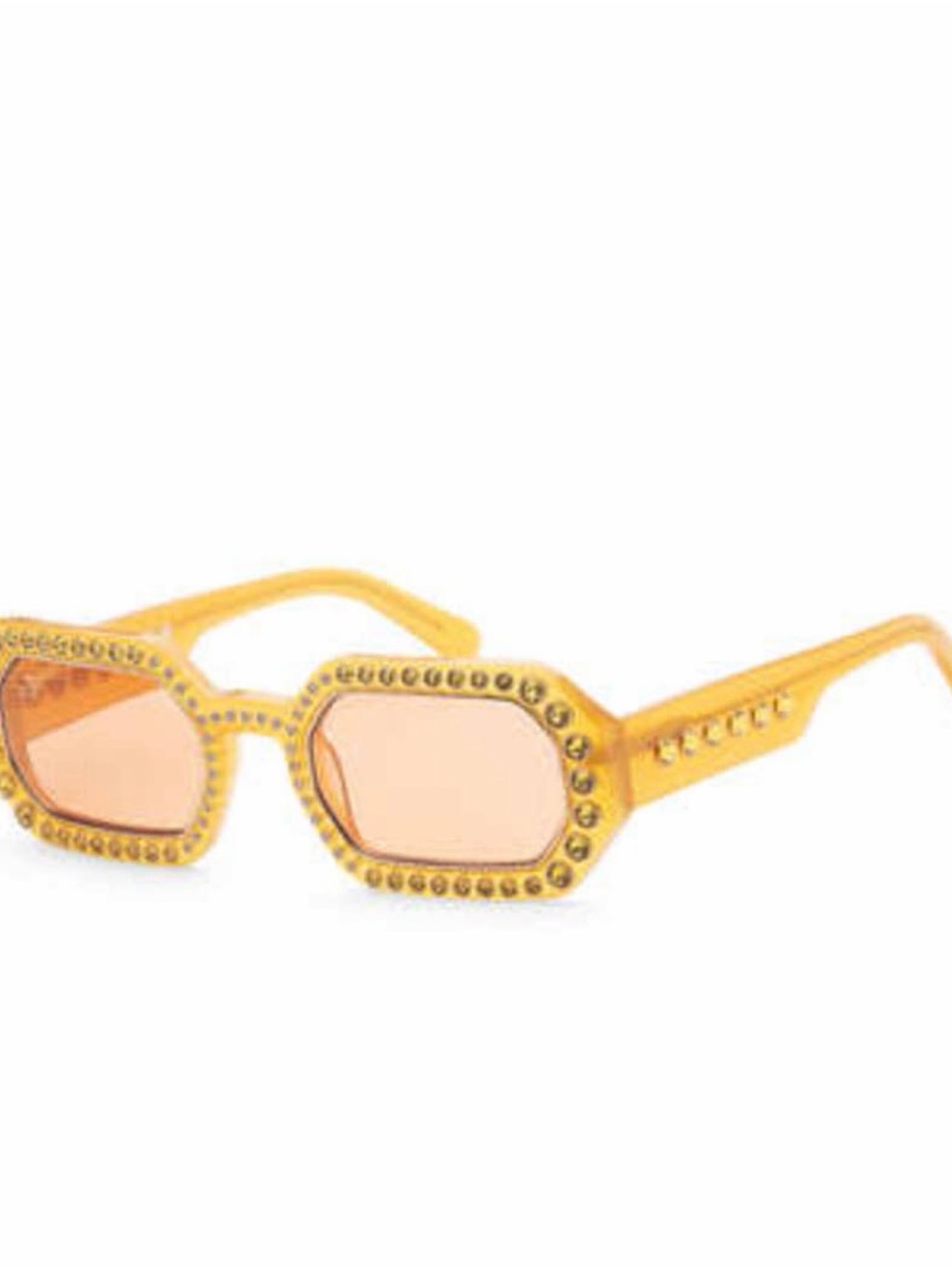 Swarovski Yellow Gem-Stud Rectangular Women's Sunglasses